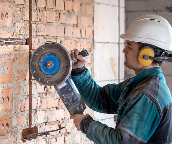 Professional builder working